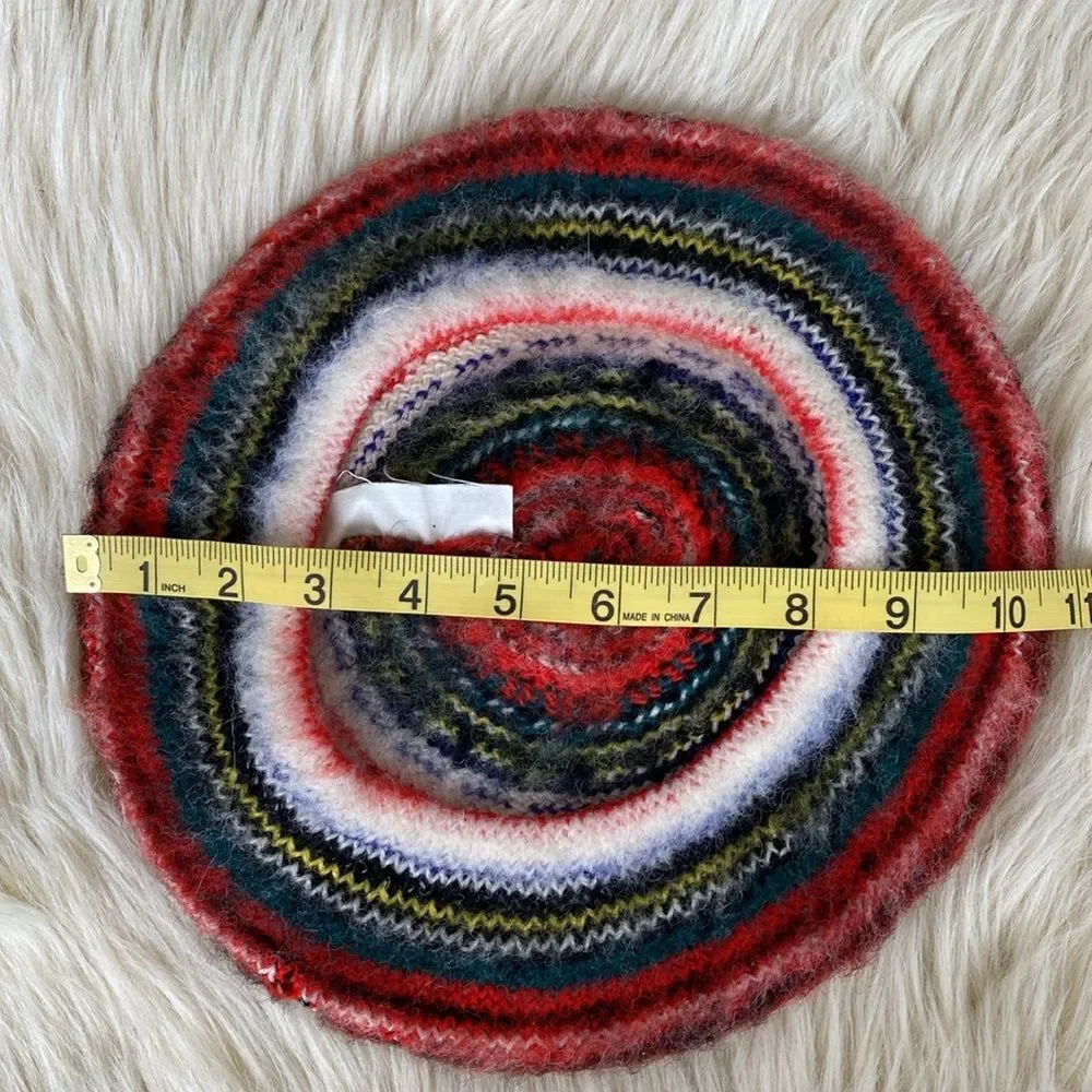 Vintage Tress Stewart Multicolor 100% Pure New Wool Knit Beret Made in Scotlands - Picture 7 of 8